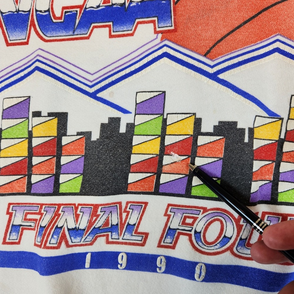 VTG Trench 90s USA NCAA Final Four Sweatshirt L Denver Basketball College READ - Picture 5 of 10